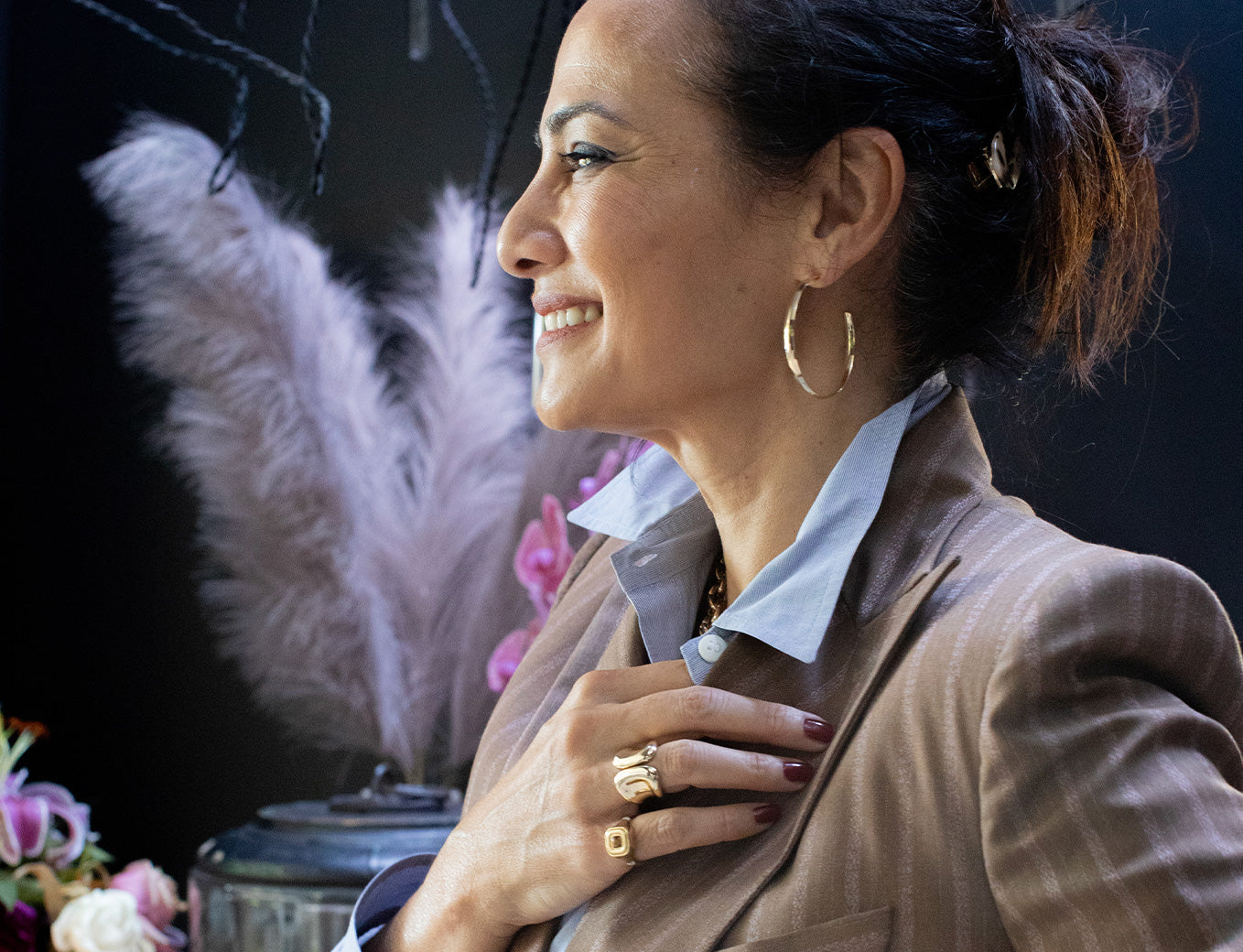 Gina Pell wearing cast jewelry